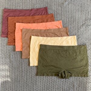 NWOT Women's Boyshorts Underwear Set of 6 in Earth Tones Large
